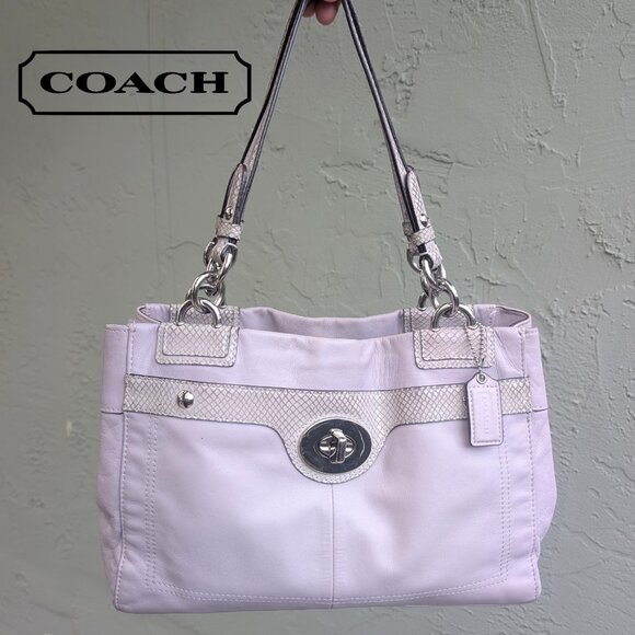Coach Penelope Satchel Shoulder Bag – Lilac Leather w/ Exotic Trim - Picture 2 of 13